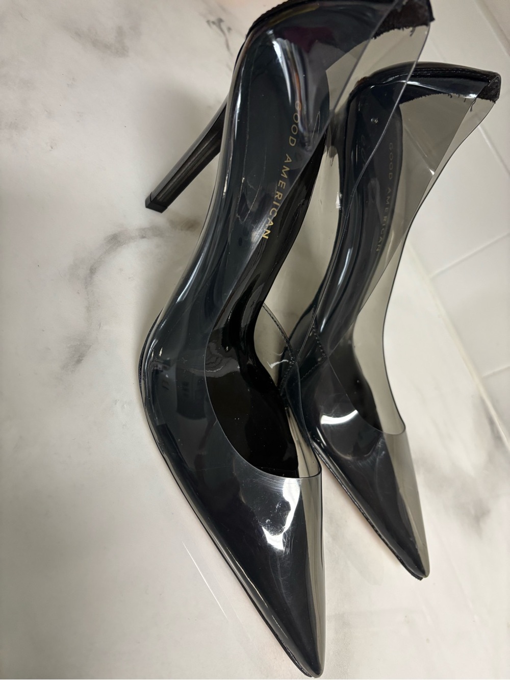 Good American Black Patent Pointed Toe Heels - Picture 2 of 7